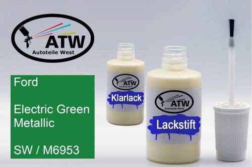 Ford, Electric Green Metallic, SW / M6953: 20ml Lackstift + 20ml Klarlack - Set, von ATW Autoteile West.